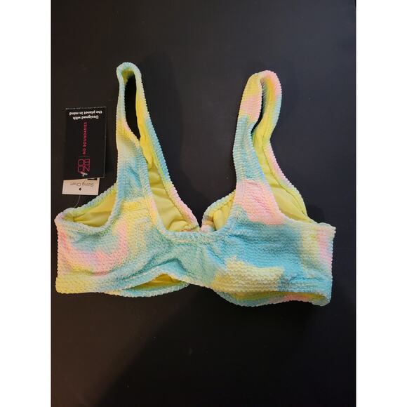 NWT No boundaries small 3-5 yellow blue bikini swim top - Picture 4 of 6